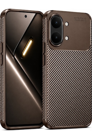 Xiaomi Poco X8 Pro Max Kılıf Karbon Silikon Case Kahverengi