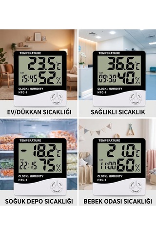 Lexroo Bebek Odası, Ev, Ofis Ve Soğuk Hava Deposu İçin Saatli Sıcaklık Ve Nem Ölçer