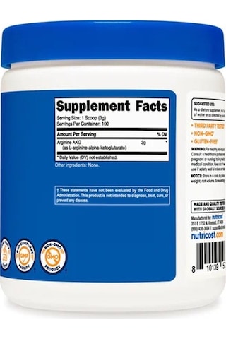 Nutricost Arginine Akg 300 Gr. 100 Servis