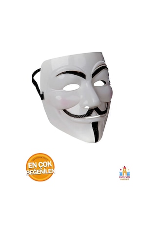 V For Vendetta Maskesi Beyaz Renk Yılbaşı Halloween Anonymous Cadılar Bayramı Maskesi 3 Adet Diğer