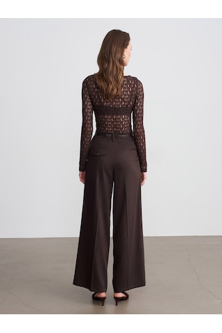 Dilvin 72657 Pileli Geniş Paça Pantolon-kahve