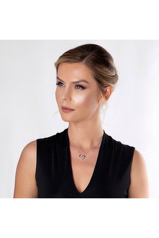 Zirkon Taşlı Kalp Tasarım "Eros" Temalı 925 Ayar Gümüş Kolye (457818875)