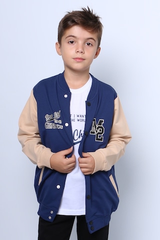 Hçm Erkek Çocuk Kolej Ceket Tshirt 2 Li Takım Baskılı Çıtçıtlı C46 Lacivert