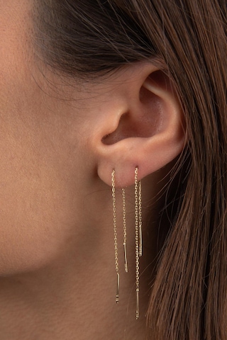 14 Ayar Altın Zincir Sallantılı Küpe Sarı Altın