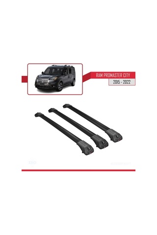 Ram Promaster City 2015-2022 Arası İle Uyumlu Ace-1 Ara Atkı Tavan Barı Siyah 3 Adet Bar