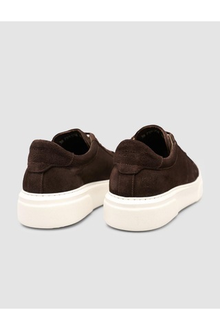%100 Hakiki Süet Kahverengi Kürk Astarlı Bağcıklı Sneaker Ayakkabı Kahverengi