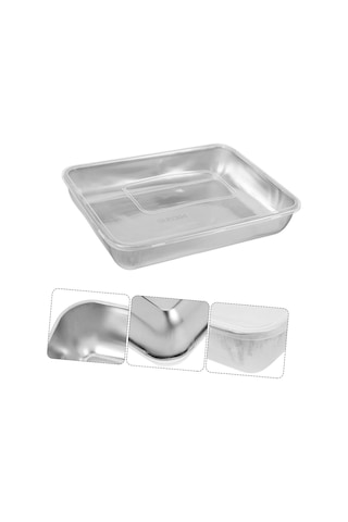 Çok Amaçlı Paslanmaz Çelik Fırın Ve Saklama Kabı 25 X 20 X 5 Cm Evimdeyokyok Çok Renkli