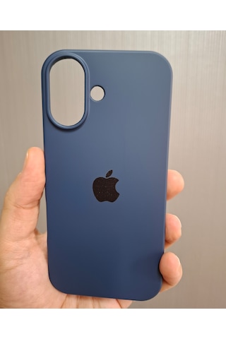 Apple Uyumlu iPhone 17 Logolu İçi Kadife Silikon Lansman Kılıf Lacivert