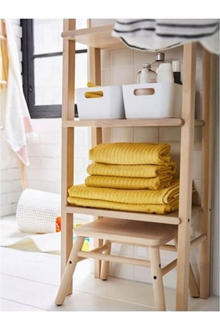 Vılto Banyo Tabure, Masif Huş Meridyendukkan 25 Cm Banyo Bank Basamaklı Tabure Kahverengi