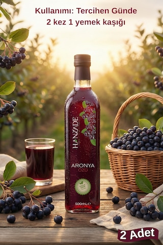 Hanzade Bitkisel Aronya Özü 500 Ml X 3 Adet Soğuk Pres, Yoğun Tat, Cam Şişe