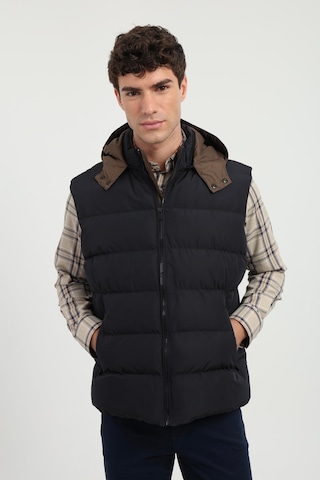 Dufy Erkek Slim Fit Kapüşonlu Lacivert Yelek Mont-18150