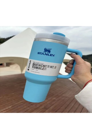 Geeksen Mavi 1.18l Büyük Kapasiteli 2. Nesil Otomobil Stalyeli Paslanmaz Çelik Isı Saklama Spor Bardak Mavi