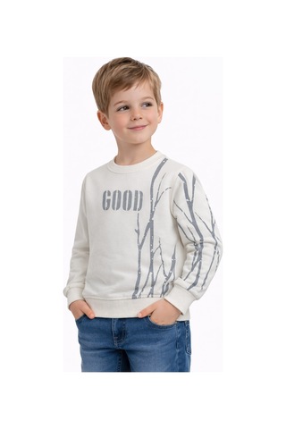 Baglan Erkek Çocuk Önü Arkası Baskılı Sweatshirt Bgl-st05240 Ekru