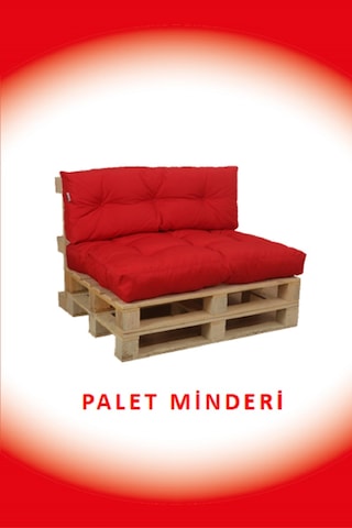 Dış Ve Iç Mekan Palet Minderi Minder Seti Takımı 2 Li Kırmızı