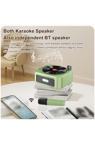 Xindoker Retro Taşınabilir Şarkı Söyleme Hoparlörü - Çift Mikrofonlu Pembe Model, Bluetooth 5.3, Sd Kart Ve Aux Girişi