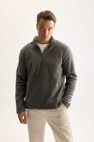 DeFacto Antrasit Tüylenme Yapmayan Soğuk Geçirmez Regular Fit Dik Yaka Fermuarlı Polar Sweatshirt Y3996AZNSAR198