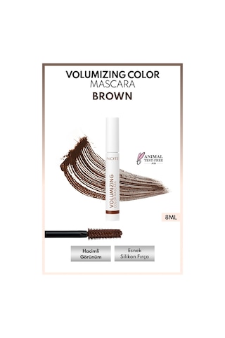 Note Cosmetics Volumizing Color Hacim ve Uzatma Etkili Renkli Tubing Maskara - Kahverengi