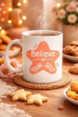Believe İn Yourself Porselen Kupa Model 127 Motivasyon Mesajlı, Kahve & Çay Kupası, Sevdiklerine Anlamlı Hediye Diğer
