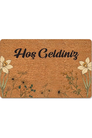 Modern Dijital Paspas - Hoşgeldiniz Karşılama Paspas - Kapı Önü Dekoratif Paspas Bej - Krem