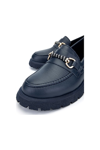 Tamer Tanca Kadın Hakiki Deri Lacivert Loafer Ayakkabı 1065 201-4259 Bn Ayk Sk24-25 Lacı Dr Lacivert