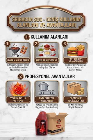 Sriracha Sos 2400 G X 6 Adet - 1 Koli Koli Bazlı Avantaj Paketi Profesyonel Lezzet Acı Sos