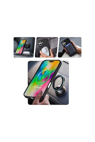 Apple Uyumlu iPhone 17 Pro Max Kılıf M-safe Şarj Özellikli Standlı Zore Samara Kapak Siyah