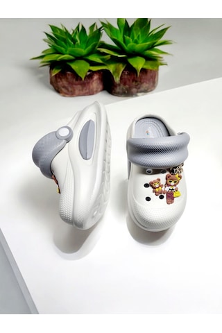 Eva Döngülü Sevimli Ayı Sticker Deniz,havuzi,plaj Terliği Gri