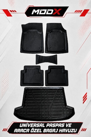 Renault Symbol 2013-2021 Araca Özel Bagaj Havuzu + Universal Havuzlu Paspas Takımı 3d