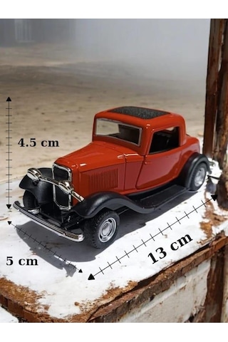 Nostaljik Klasik Metal Çek Bırak Araba Kapılar Açılır Kırmızı 1/36 Ölçek Diğer