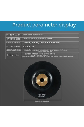 Lemestar Esnek Kauçuk Uçlu Taş İşleme Fırçası, Evrensel Yapıştırıcı Disk, M14 Delikli 4 İnç 10 Cm Kendine Yapışkan Tutucu, Köşe Freze İçin Uyumlu