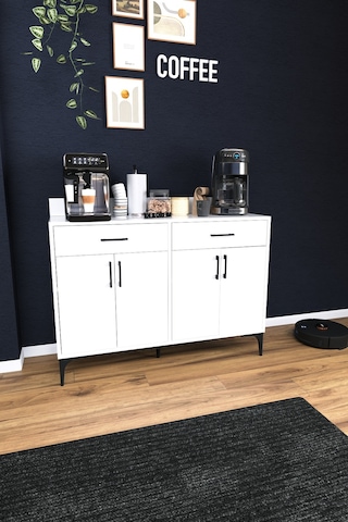 Df14103 Kahve Köşesi Dolabı Çok Amaçlı Mutfak Konsolu Çekmeceli Kapaklı Mutfak Dolabı Coffee Bar Dolabı Çok Renkli