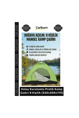 Özel Üretim Su Geçirmez Geniş Outdoor Kolay Kurulumlu Pratik Kamp Çadırı 8 Kişilik 220x300x170 Çok Renkli