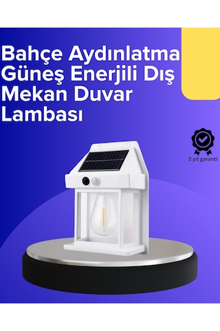 Güneş Enerjili Hareket Sensörlü Duvar Lambası Beyaz - Siyah