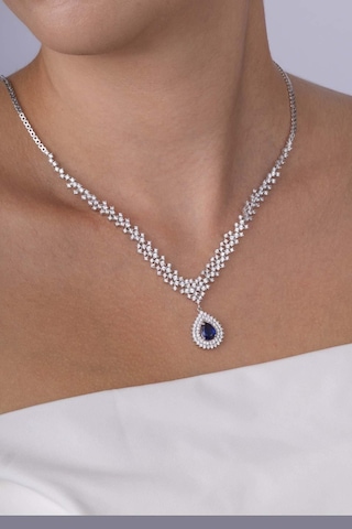 Gümüş Pazarım Hürrem Sultan Modeli Safir Taşllı Damla Motifli 925 Ayar Gümüş Kolye Çok Renkli