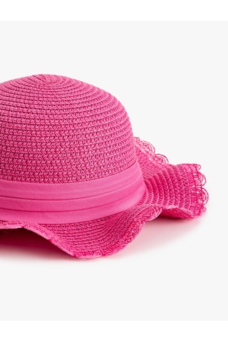 Koton Şerit Detaylı Hasır Şapka Pembe 5skg40019aa Gül