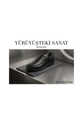 Detector Hakiki Deri Erkek Ayakkabı Klasik Günlük Comfort Kaymaz Ortopedik Taban Siyah 2534