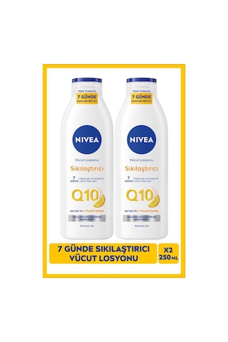 NIVEA Q10 7 Günde Sıkılaştırıcı Vücut Bakım Losyonu 250ml, C Vitamini, Nemlendirici, X2 Adet NIVEA Q10 7 Günde Sıkılaştırıcı Vücut Bakım Losyonu 250ml, C Vitamini, Nemlendirici, X2 Adet