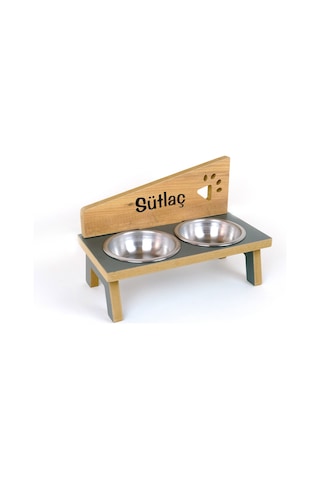 Realwood Özel İsimli Kedi Köpek Mama Su Kabı Stantı 800 ML