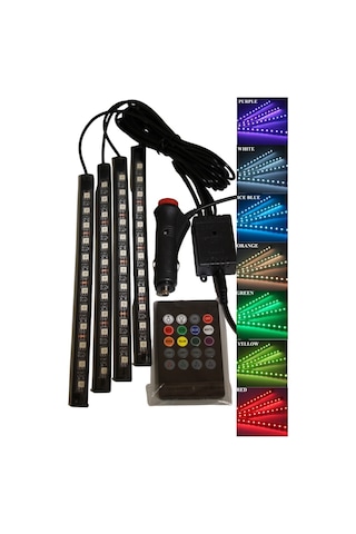 12 Ledli Ayak Altı Led Lamba Kumandalı Araç İçi Aydınlatma Sese Ve Müziğe Duyarlı Led Işık Rgb
