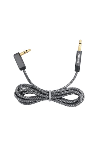 Philips Swr2114f/93 1 Metre 3.5mm Stereo Aux Ses Kablosu 90 Derece L Tipi Açılı Örgülü Zırhlı