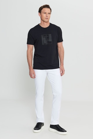 Altınyıldız Classıcs Erkek Sıyah Pamuklu Slim Fit Dar Kesim Baskılı Esnek Tişört SIYAH