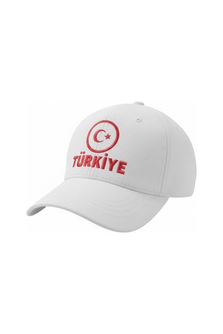 Ay Yıldız Nakışlı Çocuk Bayrak Şapka Türkiye Nakışlı 6-12 Yaş Çocuk Şapka Beyaz Beyaz - Kırmızı