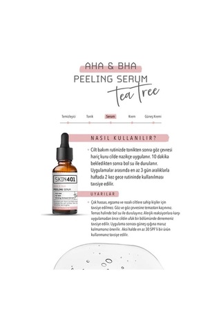 Skin401 Aha-Bha Canlandırıcı ve Cilt Tonu Eşitleyici Yüz Peeling Serum 30 ML