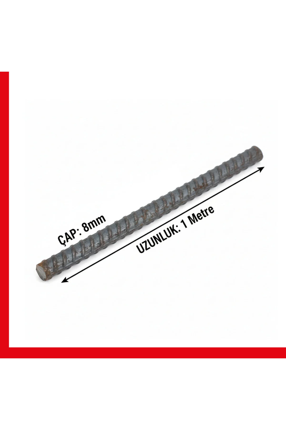 1 Metre 8 Mm Kaynaklanabilir İnşaat Demiri 5 Li Paket, Çok Amaçlı Kullanım İçin
