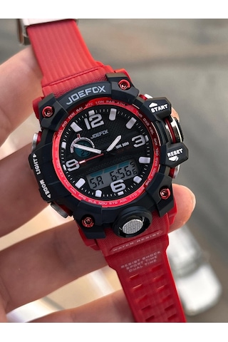 Joefox Küçük Kasa Digital Ve Analog 2 Yıl Garantili Kronometre+takvim+alarm+çoçuk Kol Saati Je.cbk19 Kırmızı - Siyah