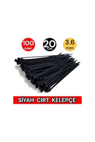 Atom Plastik 3.6x200 Cırt Kelepçe Kablo Bağı 20 Cm Siyah 100 Adet