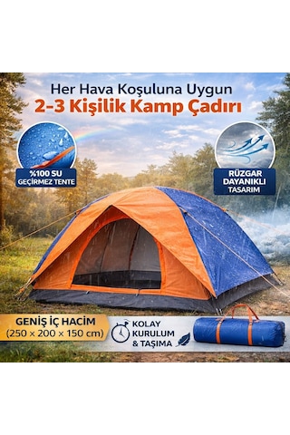 Büro Ev Ofis Kamp Keyfi İçin 200x200x135cm 3kişilik Manuel Kurulum Doğa Çadırı Diğer