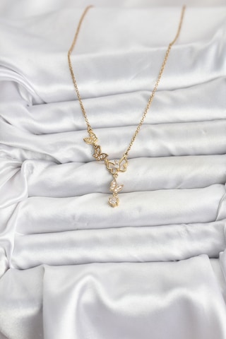 316l Çelik Zincir Gold Renk Kelebek Model Kadın Kolye Renkli