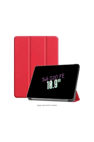 Galaxy Tab S10 Fe Uyumlu 10.9" Katlanabilen Standlı Smart Cover Akıllı Tablet Kılıfı Kapaklı Kılıf ROSE GOLD