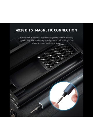 Xindoker D201 Gri Elektrikli Tornavida Seti - 20 Uçlu, Led Işıklı, 1040mah Li-ion Pil, Taşınabilir Manyetik Tamir Aleti 25'li